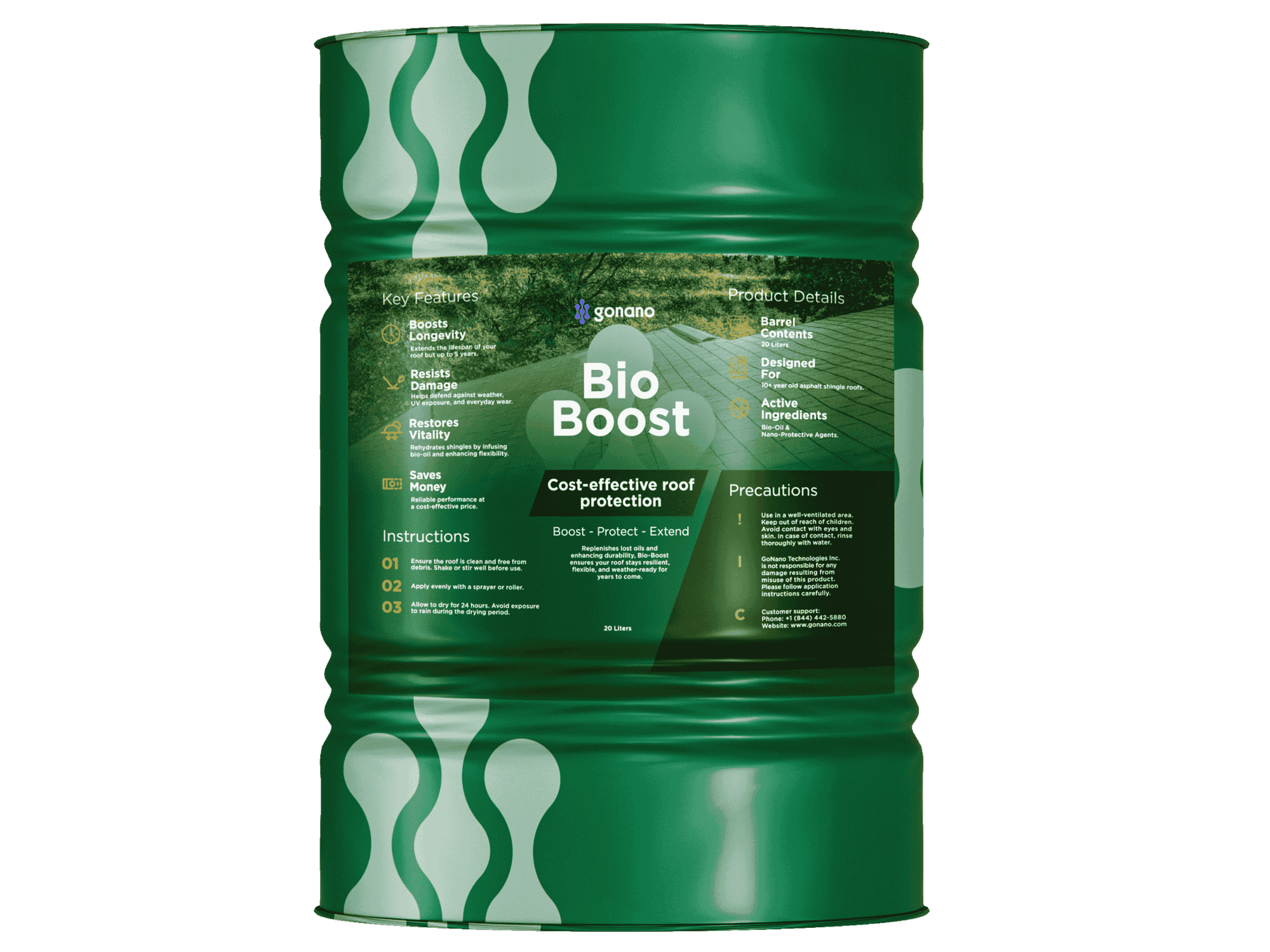 Produit GoNano NuRoof Bio-Boost pour toitures de 10 ans et plus